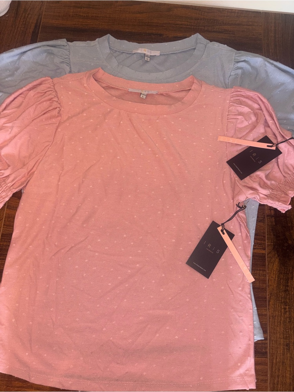 iris Puff Sleeve Short Sleeve Tee in Pink (with Blue Layer)